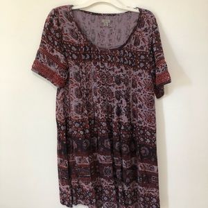 Purple Short Sleeved Flowing Top with Flowers